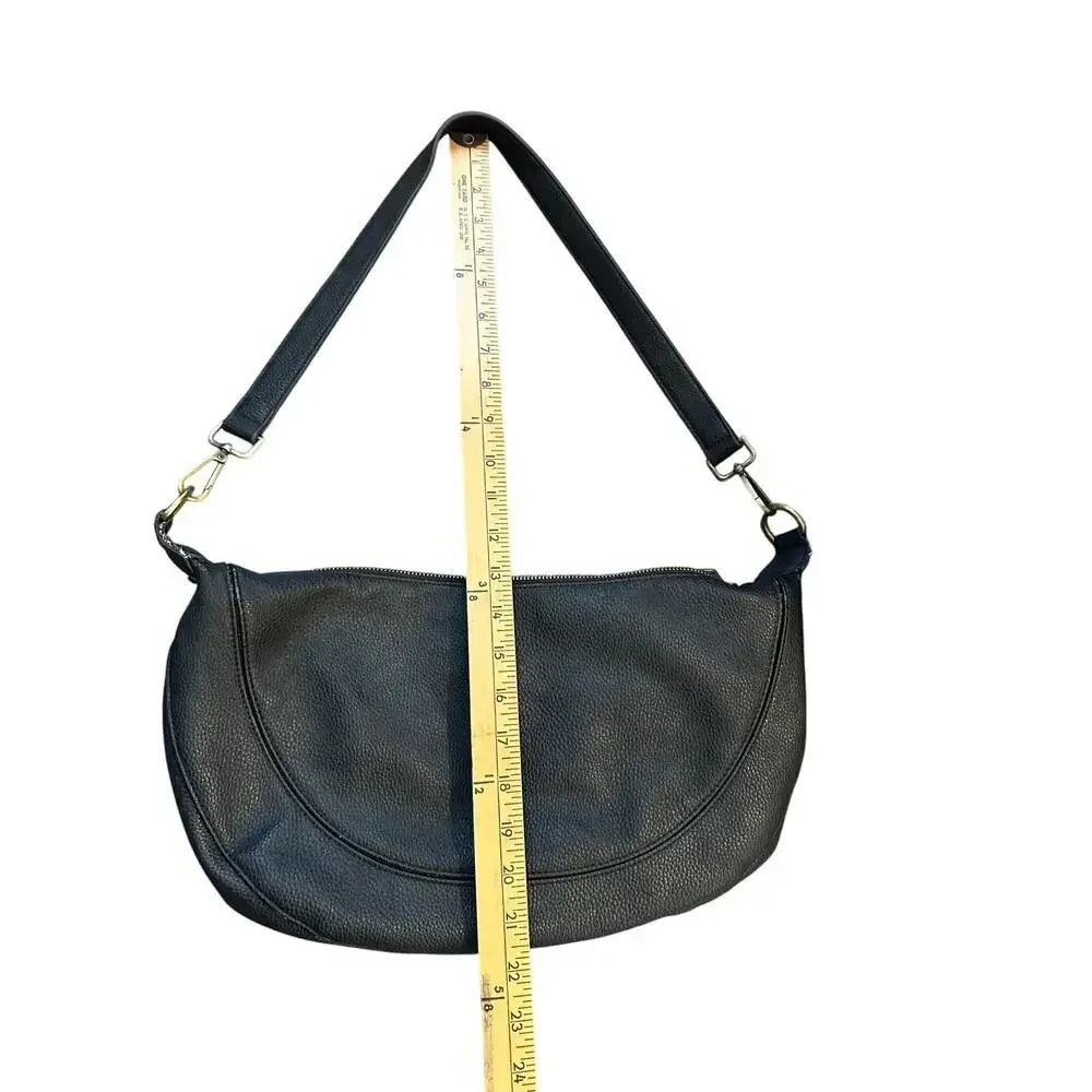 Anthropologie Urban Originals Black Leather Half Moon Crossbody Bag